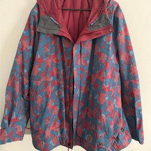 REI Women's Red & Blue Patterned Hooded Ski Jacket